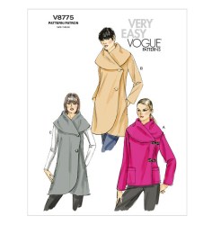 8775 EZ VOGUE UNLINED BOXY 2 BREASTED COLLAR JACKET PATTERN 4-14   OR 16-26 CHOICE